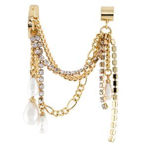 AREA Crystal & Faux Pearl Ear Cuff